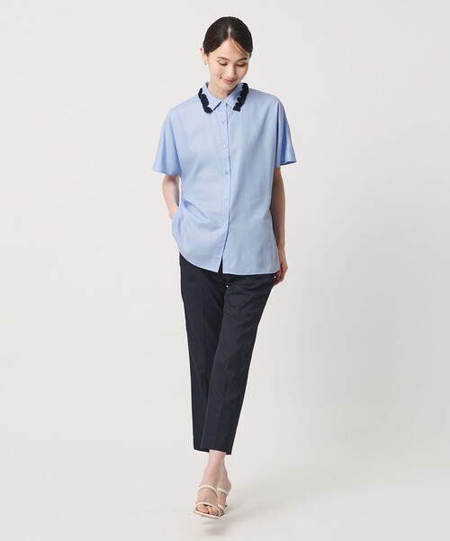 UNITED ARROWS(ユナイテッドアローズ)の「ミニフリル シャツ(シャツ/ブラウス・レディース・ネイビー/オフホワイト/その他7・FREE)」の6枚目の写真