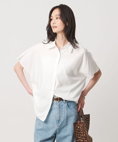 UNITED ARROWS(ユナイテッドアローズ)の「ミニフリル シャツ(シャツ/ブラウス・レディース・ネイビー/オフホワイト/その他7・FREE)」の8枚目の写真