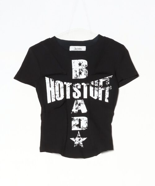 .KOM(ドットコム)の「A'GEM/9 × .kom 『.KOM/ドットケーオーエム』Cross Panel Short Sleeve T-Shirt/クロス切り替え半袖Tシャツ(Tシャツ/カットソー・レディース・ブラック/レオパード・FREE)」の6枚目の写真