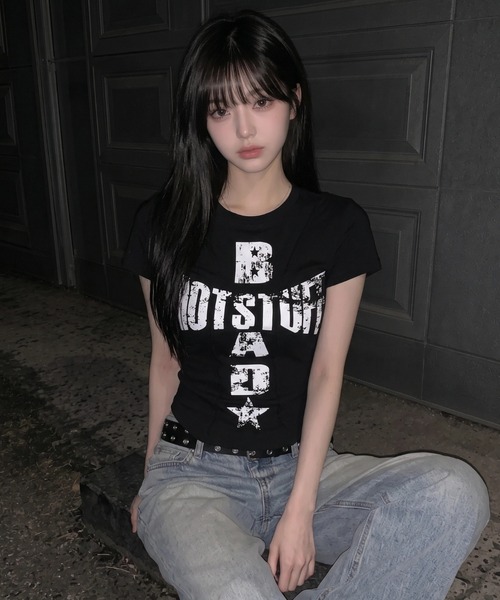 .KOM(ドットコム)の「A'GEM/9 × .kom 『.KOM/ドットケーオーエム』Cross Panel Short Sleeve T-Shirt/クロス切り替え半袖Tシャツ(Tシャツ/カットソー・レディース・ブラック/レオパード・FREE)」の4枚目の写真