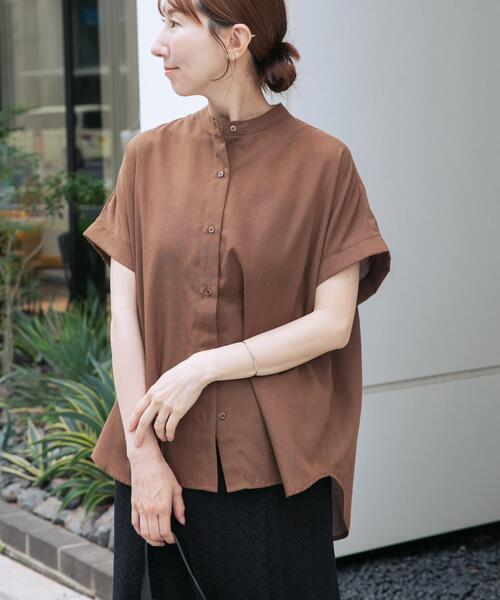 ITEMS URBANRESEARCH(アイテムズ アーバンリサーチ)の「『イージーケア』リネン混フレンチシャツ(シャツ/ブラウス・レディース・ブラウン/ベージュ/ストライプ・FREE)」の5枚目の写真