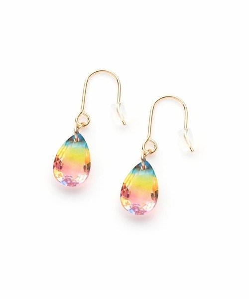 Cream dot.(クリームドット)の「【金属アレルギー対応】グラデーションカラーが目を惹くドロップストーンピアス(ピアス(両耳用)・レディース・レッド/グリーン/ピンク/パープル/ブルー/イエロー・ONE SIZE)」の4枚目の写真