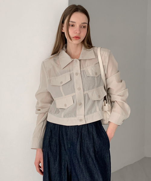 VASCARA(バスカラ)の「Sheer Summer Crop Jacket (4colors)(その他アウター・レディース・ピンク/ベージュ/ホワイト/ブラック・FREE)」の6枚目の写真