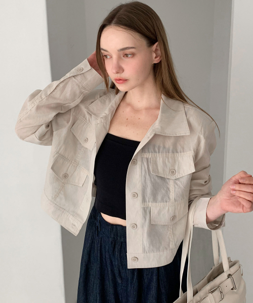 VASCARA(バスカラ)の「Sheer Summer Crop Jacket (4colors)(その他アウター・レディース・ピンク/ベージュ/ホワイト/ブラック・FREE)」の7枚目の写真
