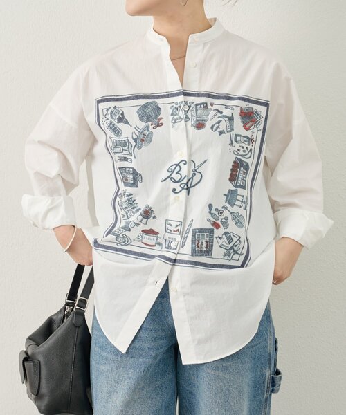 BEARDSLEY(ビアズリー)の「アトリエスカーフプリントシャツ(シャツ/ブラウス・レディース・ホワイト・FREE)」の2枚目の写真