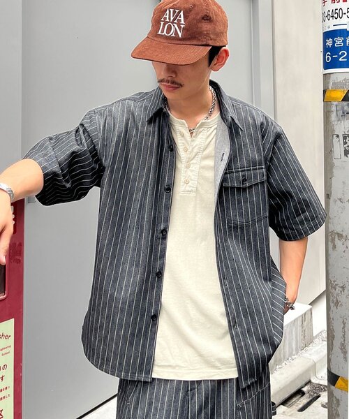 CIAOPANIC(チャオパニック)の「ストライプデニムシャツ(シャツ/ブラウス・メンズ・ブラック/インディゴブルー・LARGE/MEDIUM)」の14枚目の写真