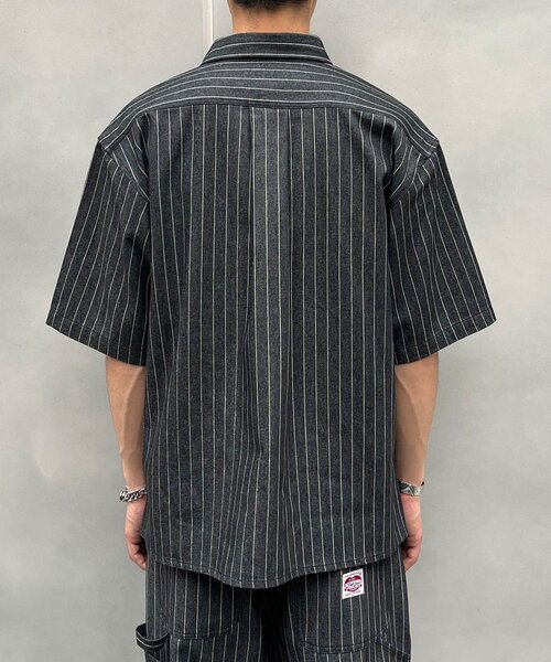 CIAOPANIC(チャオパニック)の「ストライプデニムシャツ(シャツ/ブラウス・メンズ・ブラック/インディゴブルー・LARGE/MEDIUM)」の10枚目の写真