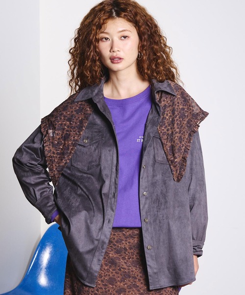 ROSE BUD(ローズバッド)の「FAUX SUEDE SHIRT(シャツ/ブラウス・レディース・パープル/ブラウン/チャコール・ONE SIZE)」の18枚目の写真