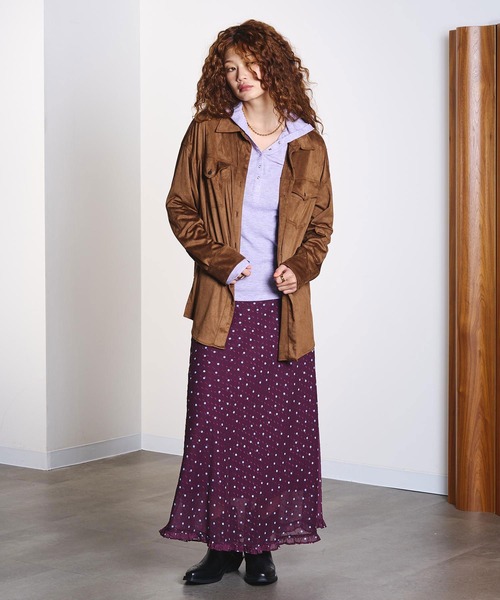 ROSE BUD(ローズバッド)の「FAUX SUEDE SHIRT(シャツ/ブラウス・レディース・パープル/ブラウン/チャコール・ONE SIZE)」の9枚目の写真