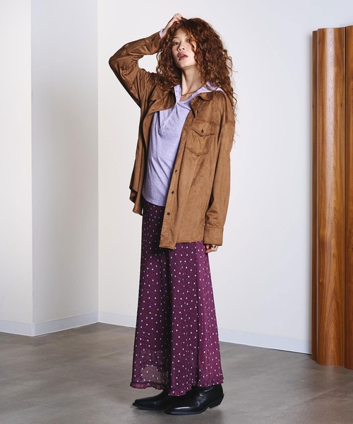 ROSE BUD(ローズバッド)の「FAUX SUEDE SHIRT(シャツ/ブラウス・レディース・パープル/ブラウン/チャコール・ONE SIZE)」の11枚目の写真