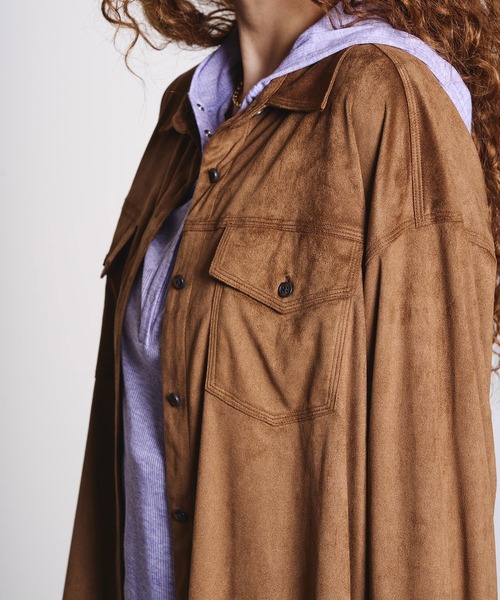 ROSE BUD(ローズバッド)の「FAUX SUEDE SHIRT(シャツ/ブラウス・レディース・パープル/ブラウン/チャコール・ONE SIZE)」の15枚目の写真