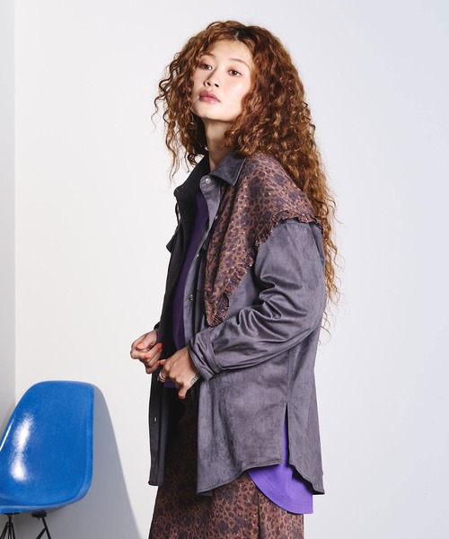 ROSE BUD(ローズバッド)の「FAUX SUEDE SHIRT(シャツ/ブラウス・レディース・パープル/ブラウン/チャコール・ONE SIZE)」の19枚目の写真