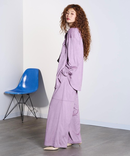 ROSE BUD(ローズバッド)の「FAUX SUEDE SHIRT(シャツ/ブラウス・レディース・パープル/ブラウン/チャコール・ONE SIZE)」の4枚目の写真