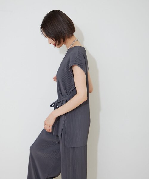 Remind me and forever(リマインドミーアンドフォーエバー)の「【@_misato____】【2SET】クリスタルプリーツチュニック&パンツ(アンサンブル・レディース・モカ/チャコールグレー/グレイッシュベージュ/ブラック・FREE)」の20枚目の写真