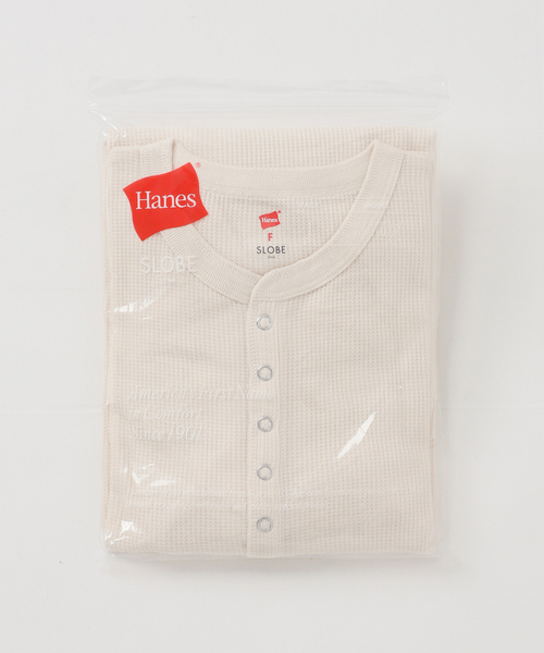 HANES(ヘインズ)の「HANES/ヘインズ SLOBE別注 ヘンリーネックワッフル ロンTEE(Tシャツ/カットソー・レディース・レッド/チャコールグレー/アイボリー・FREE)」の19枚目の写真