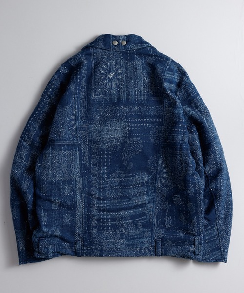 L.H.P(エルエイチピー)の「FDMTL/ファンダメンタル/JACQUARD PAISLEY RIDERS JKT 3YR WASH(ライダースジャケット・メンズ・インディゴブルー・3/2/1/4)」の3枚目の写真