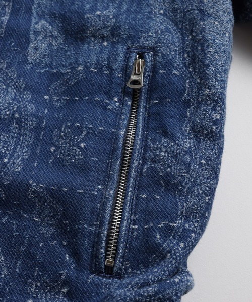 L.H.P(エルエイチピー)の「FDMTL/ファンダメンタル/JACQUARD PAISLEY RIDERS JKT 3YR WASH(ライダースジャケット・メンズ・インディゴブルー・3/2/1/4)」の6枚目の写真