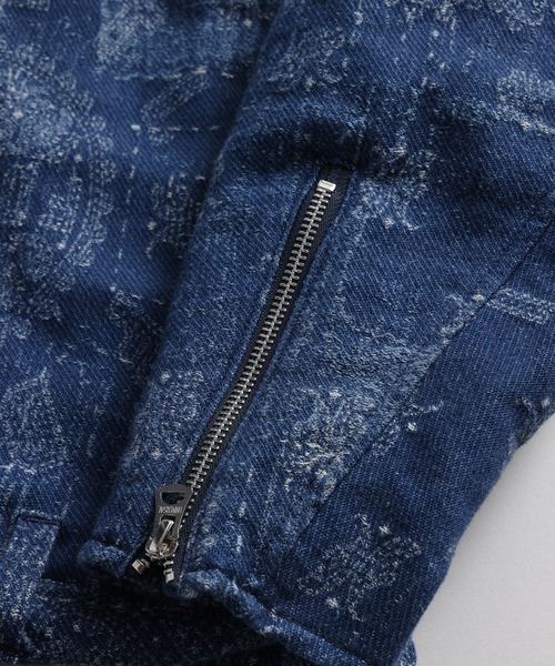 L.H.P(エルエイチピー)の「FDMTL/ファンダメンタル/JACQUARD PAISLEY RIDERS JKT 3YR WASH(ライダースジャケット・メンズ・インディゴブルー・3/2/1/4)」の7枚目の写真