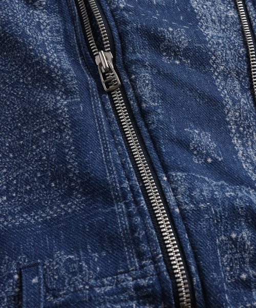L.H.P(エルエイチピー)の「FDMTL/ファンダメンタル/JACQUARD PAISLEY RIDERS JKT 3YR WASH(ライダースジャケット・メンズ・インディゴブルー・3/2/1/4)」の8枚目の写真