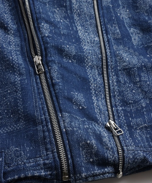 L.H.P(エルエイチピー)の「FDMTL/ファンダメンタル/JACQUARD PAISLEY RIDERS JKT 3YR WASH(ライダースジャケット・メンズ・インディゴブルー・3/2/1/4)」の10枚目の写真