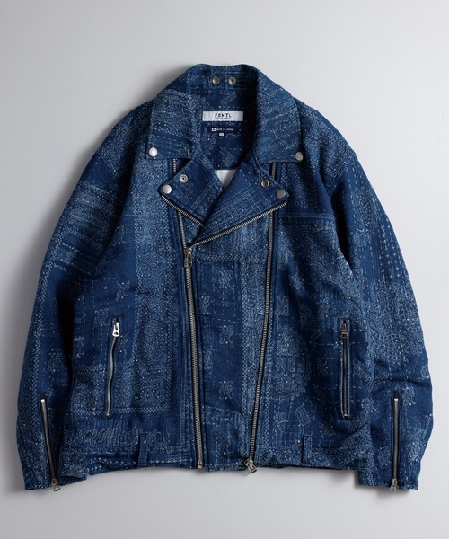L.H.P(エルエイチピー)の「FDMTL/ファンダメンタル/JACQUARD PAISLEY RIDERS JKT 3YR WASH(ライダースジャケット・メンズ・インディゴブルー・3/2/1/4)」の2枚目の写真
