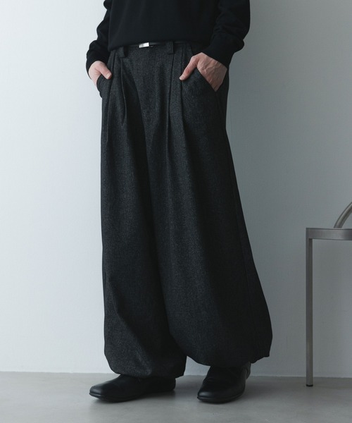 remer(リメール)の「remer 26秋冬新作 - loose faded wide PT / 掠れ織りワイドパンツ(その他パンツ・メンズ・ネイビー/ブラック・X-SMALL/LARGE/MEDIUM/SMALL)」の1枚目の写真
