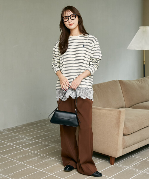 MARY QUANT(マリークワント)の「MARY QUANT × PUBLUX/マリークワント 裾レース ドッキング ボーダー ロングスリーブ Tシャツ 限定展開(Tシャツ/カットソー・レディース・オフホワイト/ブラック/ワインレッド・フリ-)」の16枚目の写真