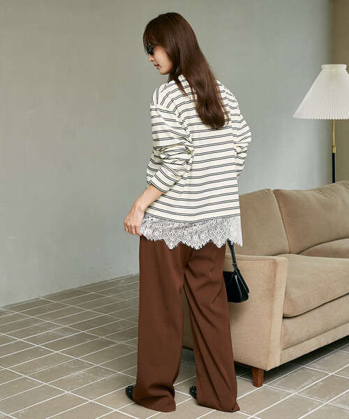 MARY QUANT(マリークワント)の「MARY QUANT × PUBLUX/マリークワント 裾レース ドッキング ボーダー ロングスリーブ Tシャツ 限定展開(Tシャツ/カットソー・レディース・オフホワイト/ブラック/ワインレッド・フリ-)」の17枚目の写真