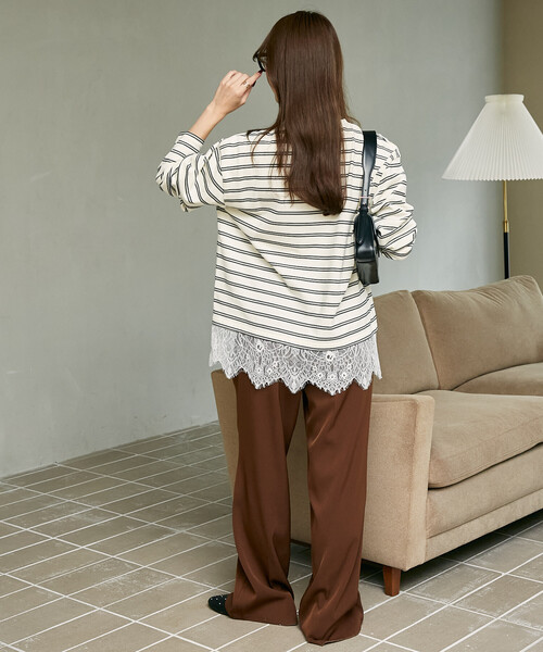MARY QUANT(マリークワント)の「MARY QUANT × PUBLUX/マリークワント 裾レース ドッキング ボーダー ロングスリーブ Tシャツ 限定展開(Tシャツ/カットソー・レディース・オフホワイト/ブラック/ワインレッド・フリ-)」の18枚目の写真