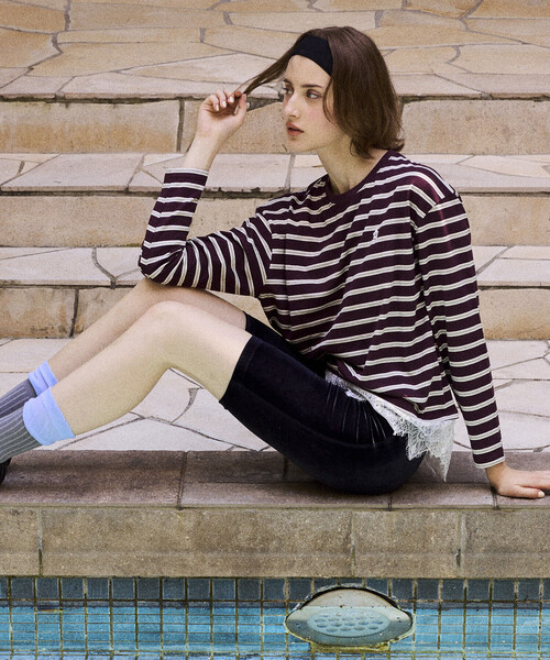 MARY QUANT(マリークワント)の「MARY QUANT × PUBLUX/マリークワント 裾レース ドッキング ボーダー ロングスリーブ Tシャツ 限定展開(Tシャツ/カットソー・レディース・オフホワイト/ブラック/ワインレッド・フリ-)」の21枚目の写真