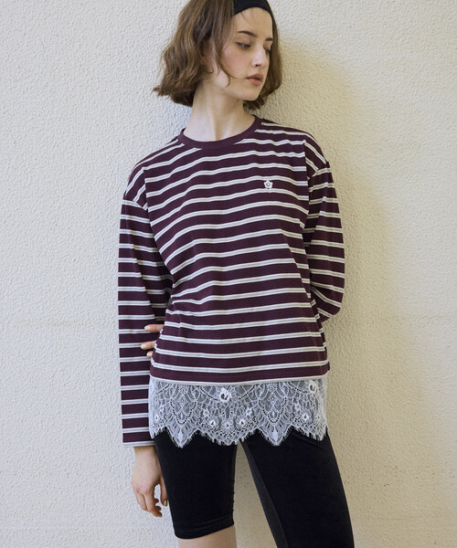 MARY QUANT(マリークワント)の「MARY QUANT × PUBLUX/マリークワント 裾レース ドッキング ボーダー ロングスリーブ Tシャツ 限定展開(Tシャツ/カットソー・レディース・オフホワイト/ブラック/ワインレッド・フリ-)」の22枚目の写真