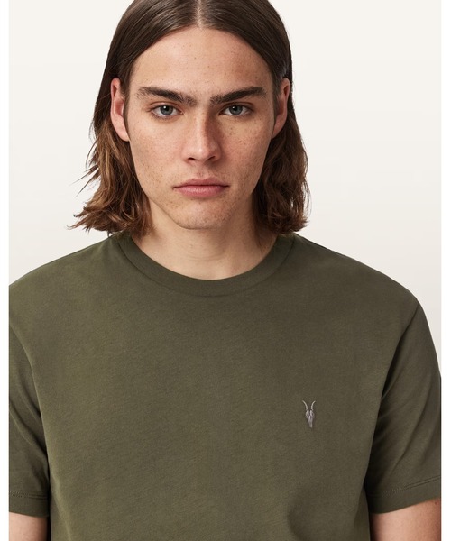 ALLSAINTS(オールセインツ)の「DEXTER SHORT SLEEVE RAMSKULL T-SHIRT | DEXTER 半袖 ラムスカル Tシャツ(Tシャツ/カットソー・メンズ・グリーン系その他・XL/L/M/XS)」の2枚目の写真