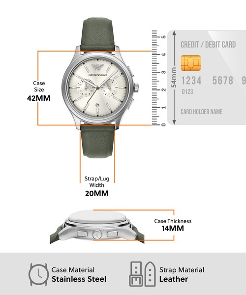 EMPORIO ARMANI（エンポリオアルマーニ）の「エンポリオ・アルマーニ 腕時計 メンズ アナログ レザー AR11801（アナログ腕時計・メンズ・グリーン・FREE）」の5枚目の写真