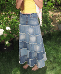 CENTAUR.KR（セントール）の「WASHED DENIM CANCAN LONG SKIRT_BLUE（スカート）」