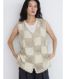 Patchwork design crochet gilet