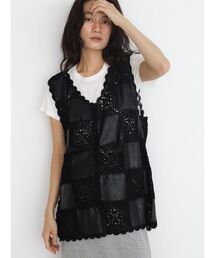 Patchwork design crochet gilet