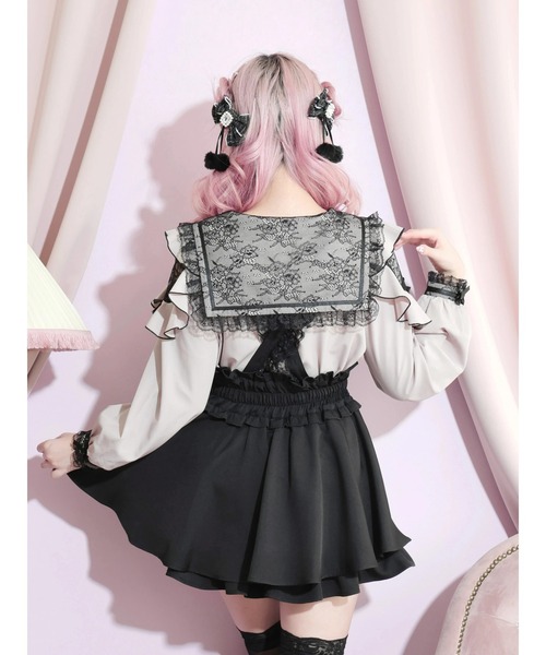NOEMIE(ノエミー)の「ダブルレースアップサス付きビジュースカパン(スカート・レディース・ブラック/サックスブルー/ピンク/A・M)」の16枚目の写真