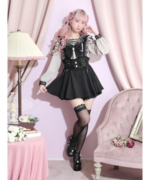 NOEMIE(ノエミー)の「ダブルレースアップサス付きビジュースカパン(スカート・レディース・ブラック/サックスブルー/ピンク/A・M)」の17枚目の写真