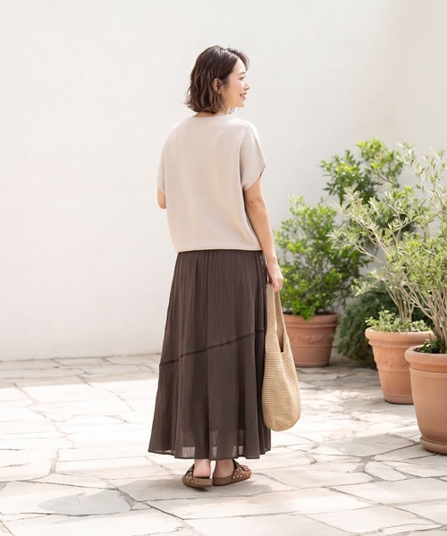 STYLE DELI(スタイルデリ)の「綿100%楊柳シフォンロングフレアスカート(スカート・レディース・グリーン/ブラウン系その他/ネイビー・FREE)」の20枚目の写真