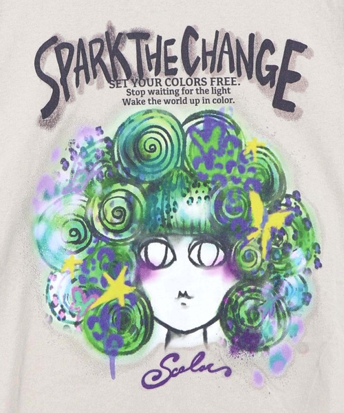 ScoLar(スカラー)の「163631:スプレーアート風スカラーちゃんプルオーバー(Tシャツ/カットソー・レディース・ブラック/グレー/ネイビー・M)」の10枚目の写真