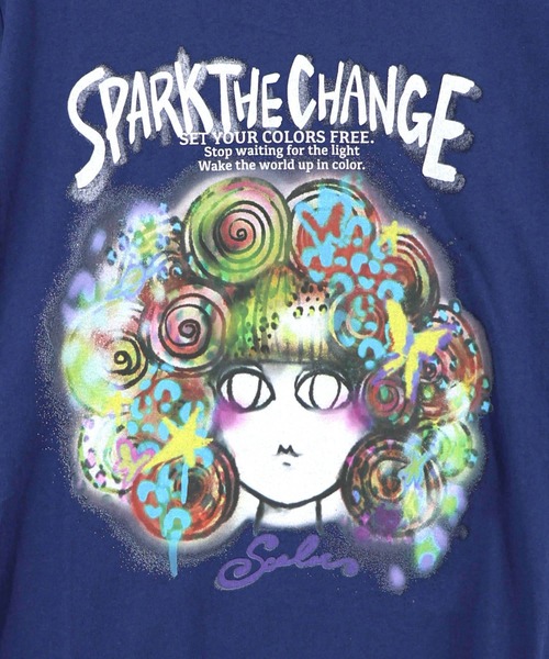 ScoLar(スカラー)の「163631:スプレーアート風スカラーちゃんプルオーバー(Tシャツ/カットソー・レディース・ブラック/グレー/ネイビー・M)」の13枚目の写真