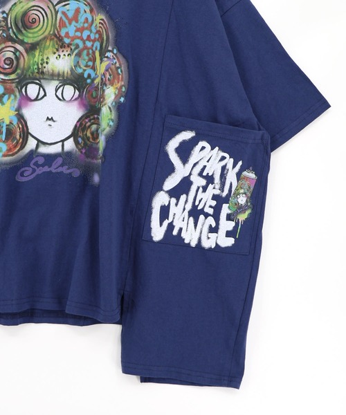 ScoLar(スカラー)の「163631:スプレーアート風スカラーちゃんプルオーバー(Tシャツ/カットソー・レディース・ブラック/グレー/ネイビー・M)」の17枚目の写真