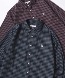 U.S. POLO ASSN./ユーエスポロアッスン Denim/Flannel Check Shirt/レギュラーフィット デニム/フランネル チェック ロゴ ワンポイント刺繍 レギュラーカラーシャツ/長袖シャツ/レディース メンズ