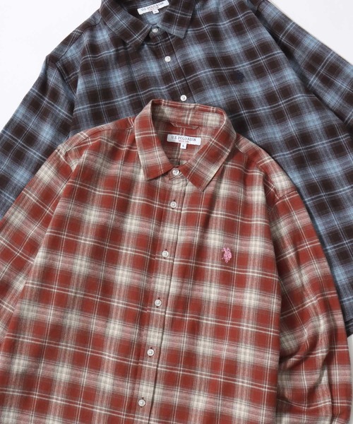 U.S. POLO ASSN.(ユーエスポロアッスン)の「U.S. POLO ASSN./ユーエスポロアッスン Denim/Flannel Check Shirt/レギュラーフィット デニム/フランネル チェック ロゴ ワンポイント刺繍 レギュラーカラーシャツ/長袖シャツ/レディース メンズ(シャツ/ブラウス・メンズ・レッド/ライトブルー/ダークグレー/ブラウン/ブルー系その他/ボルドー/イエロー/バーガンディー/ネイビー・M/L/LL)」の9枚目の写真