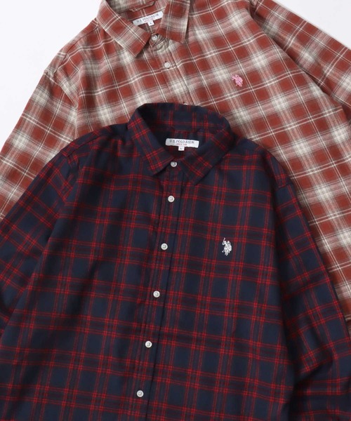 U.S. POLO ASSN.(ユーエスポロアッスン)の「U.S. POLO ASSN./ユーエスポロアッスン Denim/Flannel Check Shirt/レギュラーフィット デニム/フランネル チェック ロゴ ワンポイント刺繍 レギュラーカラーシャツ/長袖シャツ/レディース メンズ(シャツ/ブラウス・メンズ・レッド/ライトブルー/ダークグレー/ブラウン/ブルー系その他/ボルドー/イエロー/バーガンディー/ネイビー・M/L/LL)」の7枚目の写真