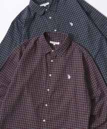 U.S. POLO ASSN./ユーエスポロアッスン Denim/Flannel Check Shirt/レギュラーフィット デニム/フランネル チェック ロゴ ワンポイント刺繍 レギュラーカラーシャツ/長袖シャツ/レディース メンズ