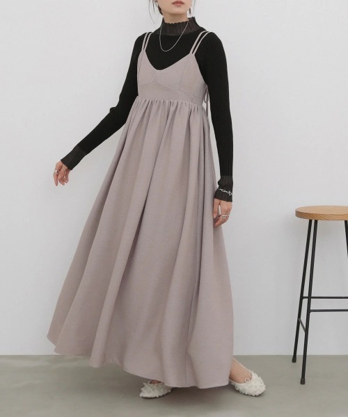 Bab(バブ)の「【S・Mサイズ展開】ビスチェライクフレアキャミワンピース(ワンピース・レディース・ブルー/グレイッシュベージュ/ブラウン/ブラック・SMALL/MEDIUM)」の1枚目の写真