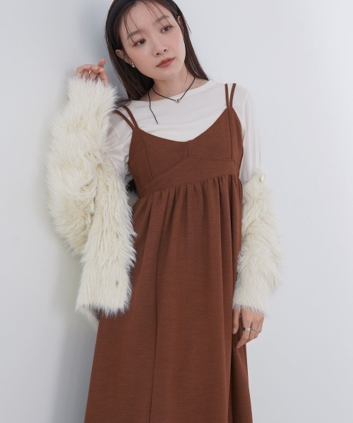 Bab(バブ)の「【S・Mサイズ展開】ビスチェライクフレアキャミワンピース(ワンピース・レディース・ブルー/グレイッシュベージュ/ブラウン/ブラック・SMALL/MEDIUM)」の7枚目の写真