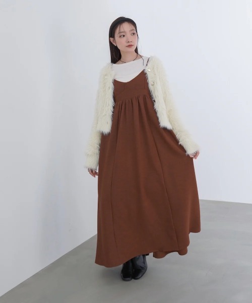 Bab(バブ)の「【S・Mサイズ展開】ビスチェライクフレアキャミワンピース(ワンピース・レディース・ブルー/グレイッシュベージュ/ブラウン/ブラック・SMALL/MEDIUM)」の8枚目の写真
