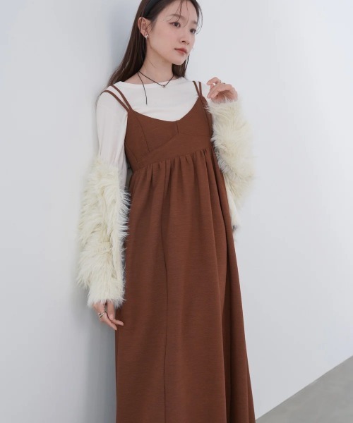 Bab(バブ)の「【S・Mサイズ展開】ビスチェライクフレアキャミワンピース(ワンピース・レディース・ブルー/グレイッシュベージュ/ブラウン/ブラック・SMALL/MEDIUM)」の9枚目の写真